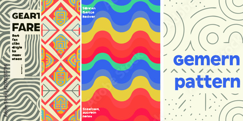 colorful geometric patterns with bold accents and text labels high quality professional detailed modern elegant