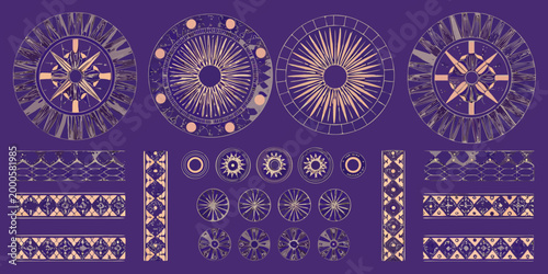 art deco geometric patterns with luxurious purple and gold accents high quality professional detailed modern