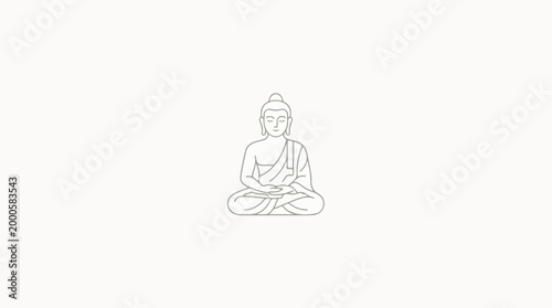 Minimalist Buddha Line Art Illustration in Meditation Pose.