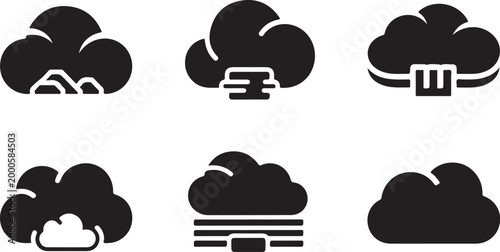 Collection of diverse cloud storage icons and symbols