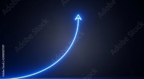Blue upward pointing arrow on dark gradient background