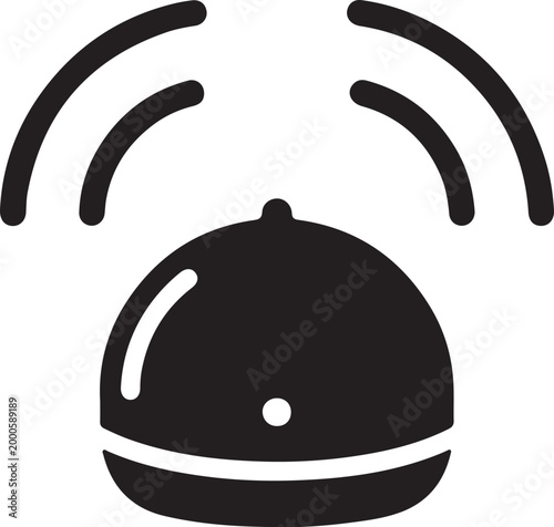 Service Bell Ringing with Waves Restaurant Table Service Icon Minimalist Vector Art