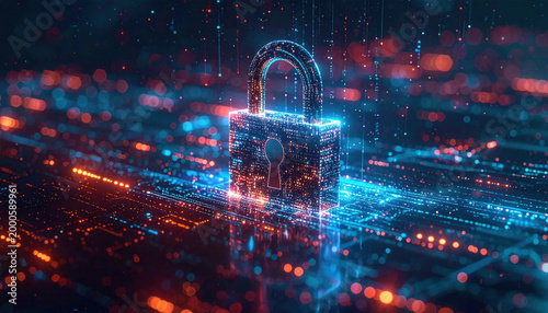 Cyber lock, digital security, data protection, network safety, encryption system