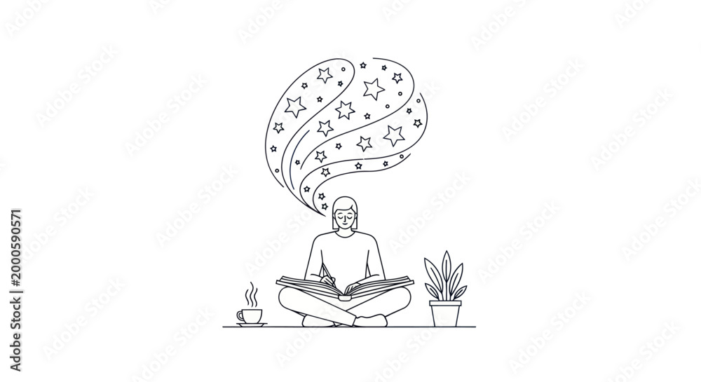Fototapeta premium Person with imagination writing in a book