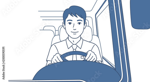 Man driving a car smiling.