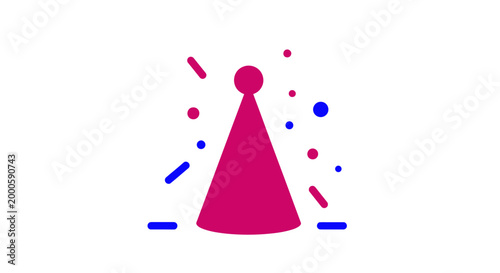 Pink Party Hat with Confetti Celebration.
