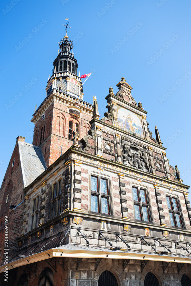 Fototapeta premium Waag Tower or Waagtoren in Alkmaar town, Netherlands
