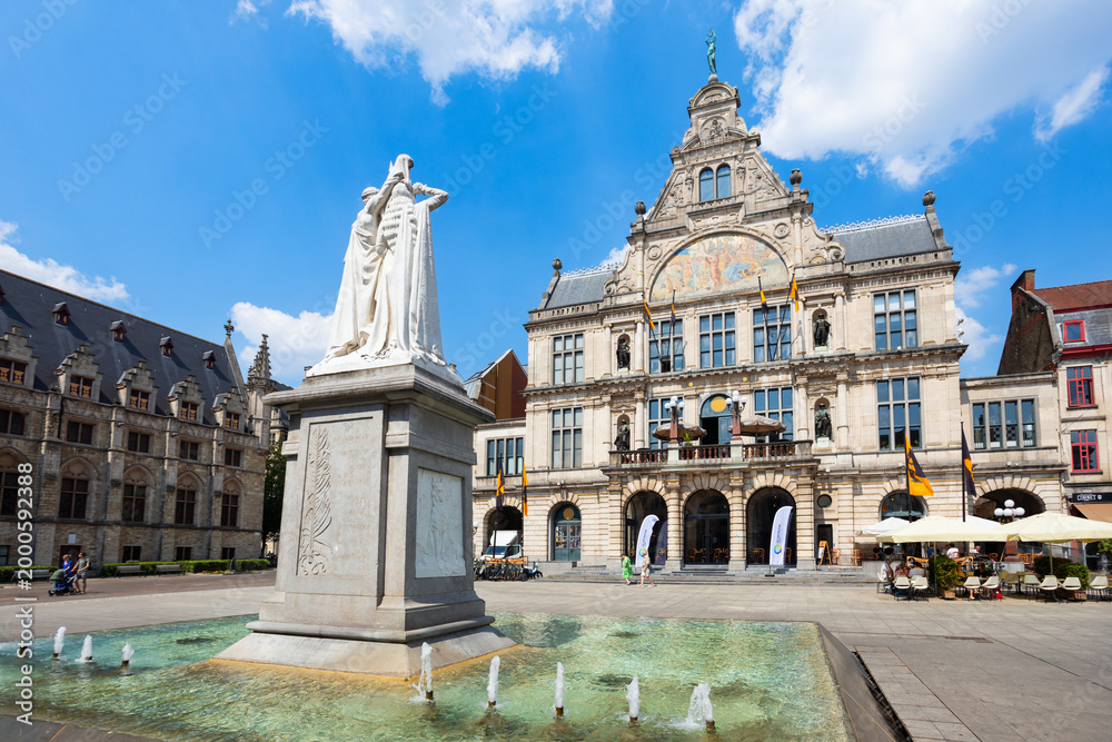 Obraz premium Royal Dutch Theatre Sint Baafsplein square in Ghent, Belgium