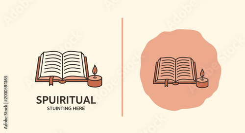 Open book with lit candle side by side comparison two distinct styles clean simple illustration concept for learning knowledge and quiet