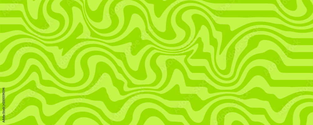 Fototapeta premium Abstract green background with hypnotic wavy lines pattern. Fresh and natural background