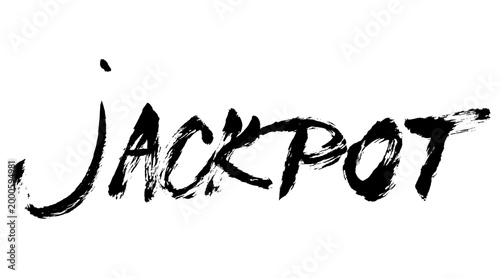 Jackpot Text Brush Stroke Calligraphy. Grunge hand written jackpot script lettering, icon sign. Vector hand draw jackpot textured message for banner, poster, cards.
