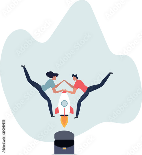 creative team working together. Business communication and collaboration.rocket as a symbol of a startup.person's life situation and his activities.