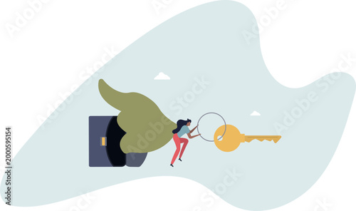 Key success to unlock true potential to win business or career improvement, moving forward for bright future, new opportunity or business direction concept.person's life situation and his activities.