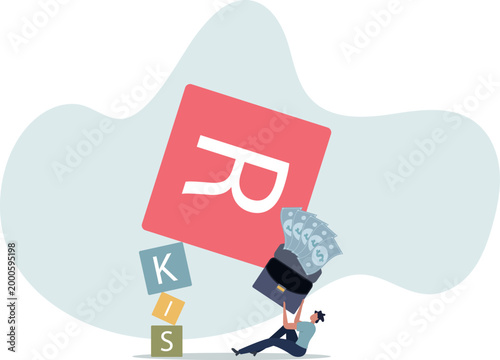 Canvas Print Risk averse, avoid or minimize risk, run away from uncertainty, fear or safety decision for investment, prefer security or stability concept