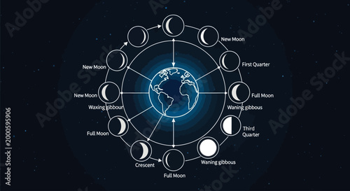 Phases of the Moon Diagram.