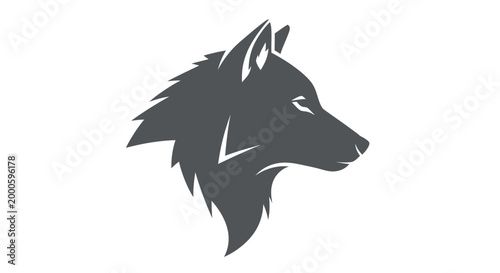 Wolf Head Side Profile Illustration.