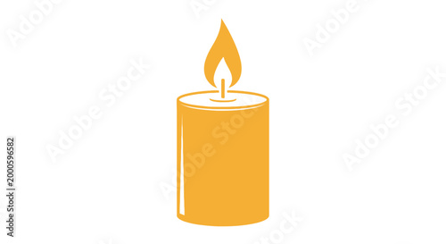 Yellow candle with burning flame.