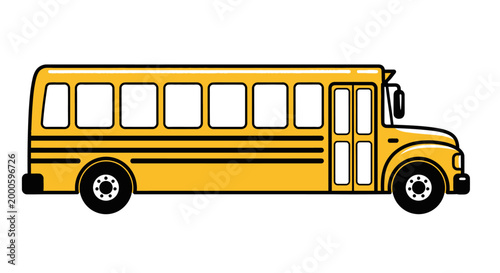 Yellow School Bus Side View Illustration.