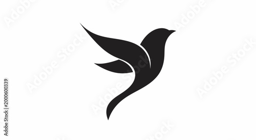 Black bird in flight silhouette.