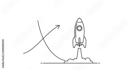 Rocket Ship Launching Into Space.