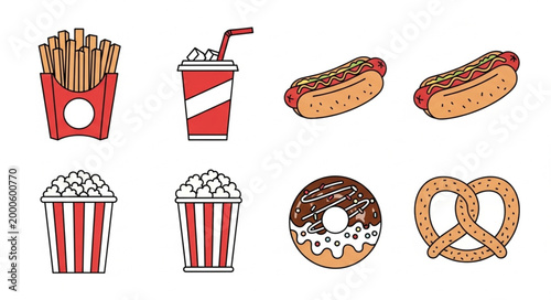 Collection of popular fast food items and snacks.