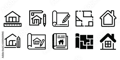 Black and white line of houses and buildings in various styles line houses architecture residential