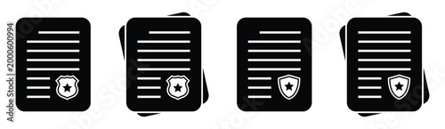 Police document file text icon, vector illustration