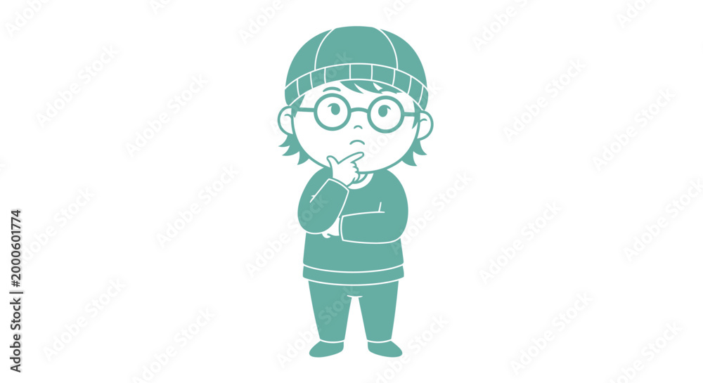 Fototapeta premium A cartoon character wearing glasses.