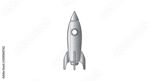 A silver rocket ship model.