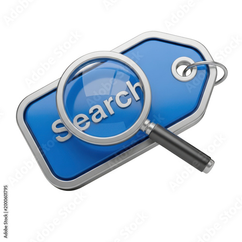 Magnifying glass hovering over blue search icon
