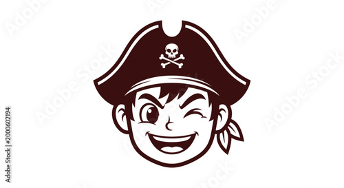 Pirate cartoon character smiling face.