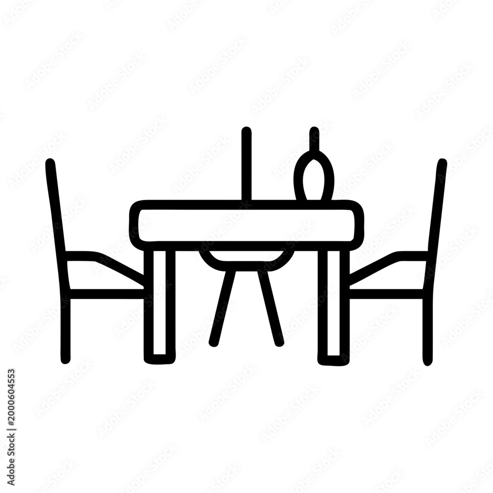 Fototapeta premium Minimalist dining setup with chairs and table icon Vector