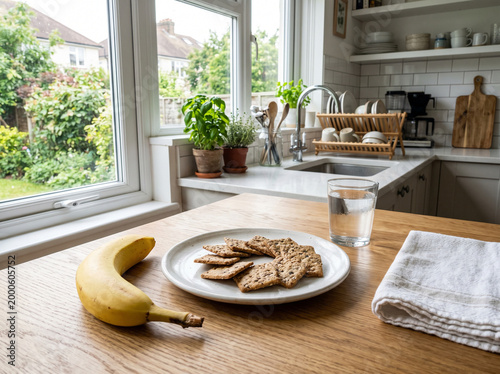 Natural breakfast by window