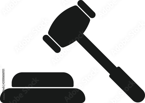 Judge Gavel Vector Silhouette with Sound Block Symbolizing Law Justice and Authority
