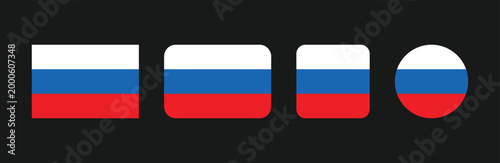 Foto Russian Flag Vector Set with Tricolor Designs in Circle and Square Shapes
