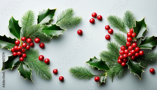 Christmas Holly Leaves And Berries