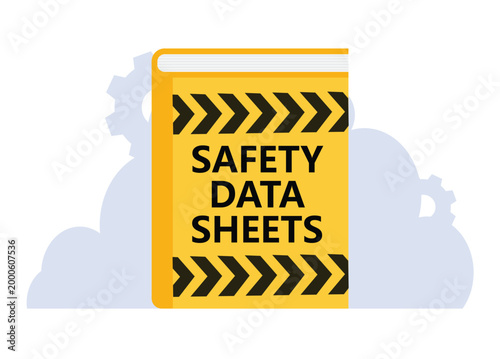SDS safety data sheet cover. Binder file folder document storage to store sheets of SDS paper