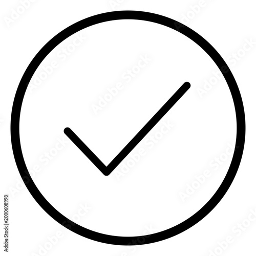 Photos Check Mark Icon in Circle, Success Approved Tick Outline Vector