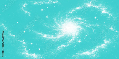 Celestial abstract composition in a bright and airy atmosphere, creating a feeling of infinite space, with radiant light and stellar points.