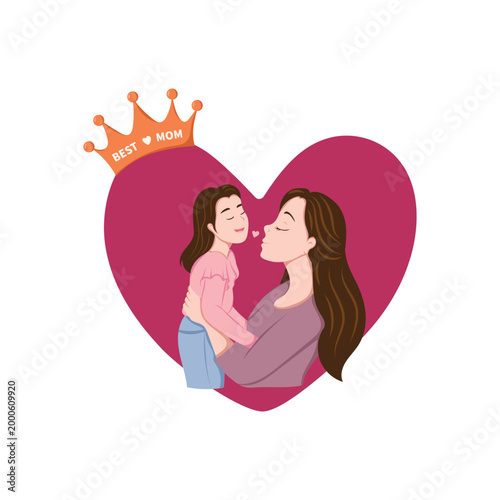 Mother and Daughter Love Illustration for Mother's Day