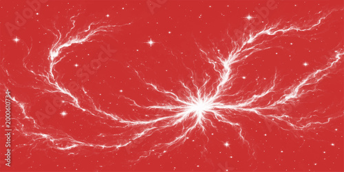 Cosmic elegance: A celestial abstract design, sparkling with white energy across a deep red canvas, hints at the vastness of the cosmos and the dance of starlight.