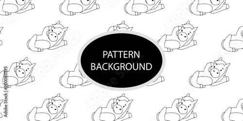 Outline handrawing horse and elephant cute pattern background design . Repeating exploding print, texture for fabric, wallpaper and wrapping. Flat vector illustration