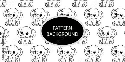 Baby elephant pattern . Hand drawn cupcakes and muffins doodles background for wrapping paper, package print, 