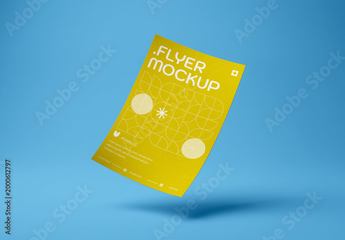 Flying Paper Poster Presentation Flyer Mockup