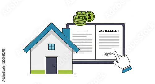 Real Estate Agreement Contract Signing with Money.