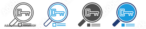 keyword research icon set multiple style