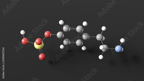 Canvastavla tyramine sulfate molecule 3d, molecular structure, ball and stick model, structu