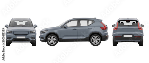 Bild auf Leinwand Gray crossover SUV PNG vehicle view set