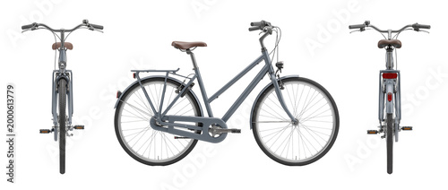 Quadro su tela Gray city bicycle PNG transport view set