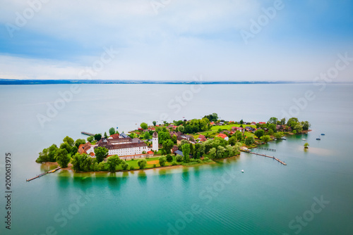 Fotografie Frauenchiemsee Abbey aerial panoramic view, Bavaria
